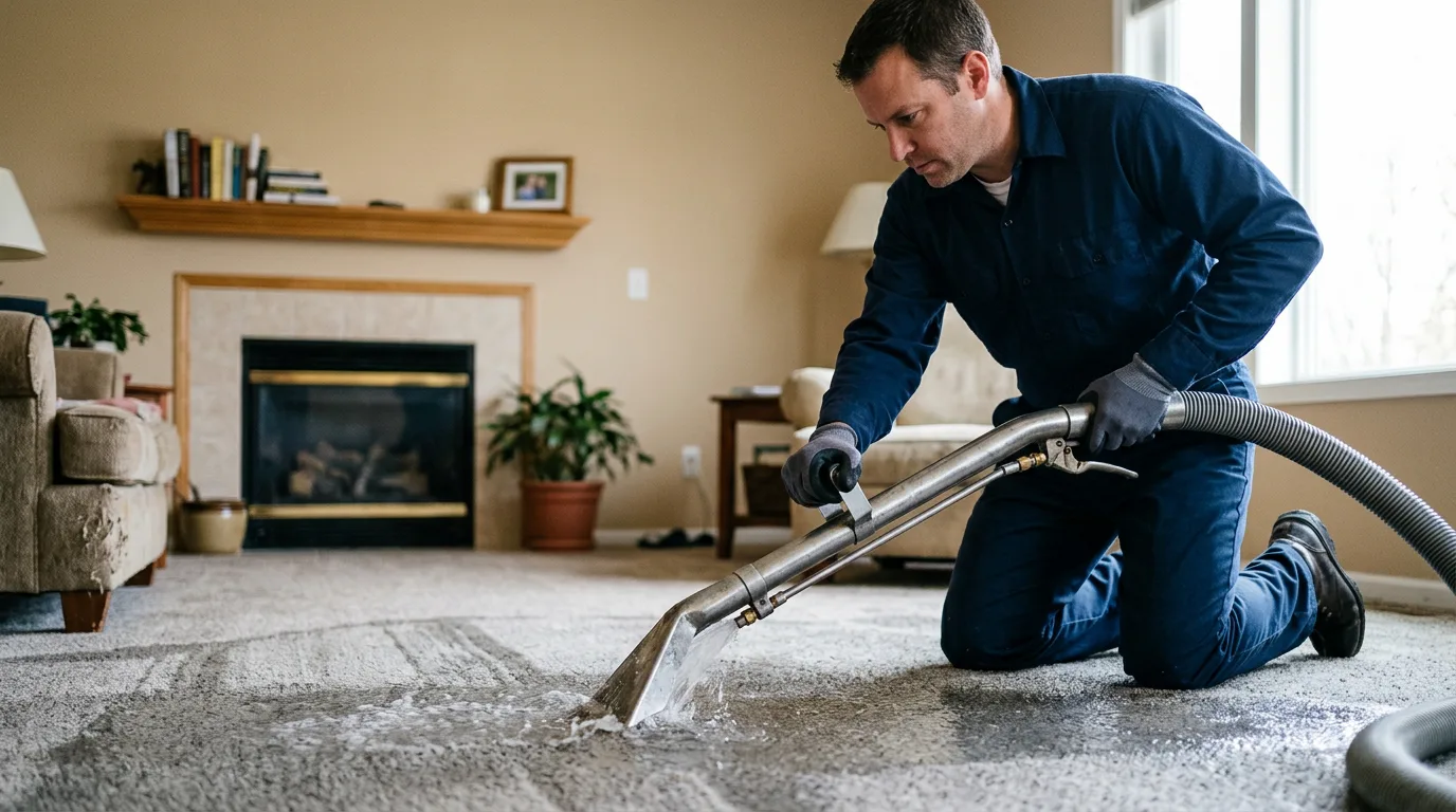 Water damage restoration technician working near Union, IL